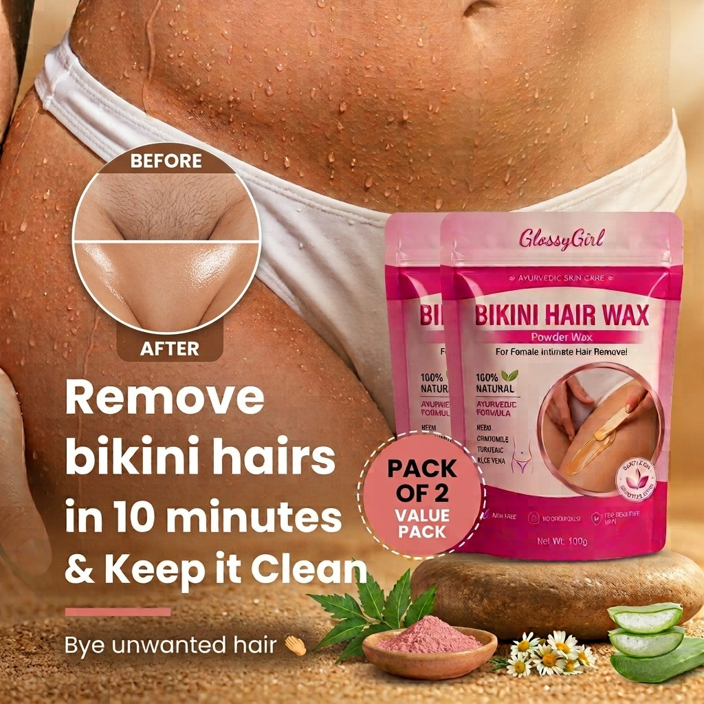 Bikini Hair Wax Removal Powder PACK OF 2 (100gm Each) - Remove Bikini Hair In 10 Minutes