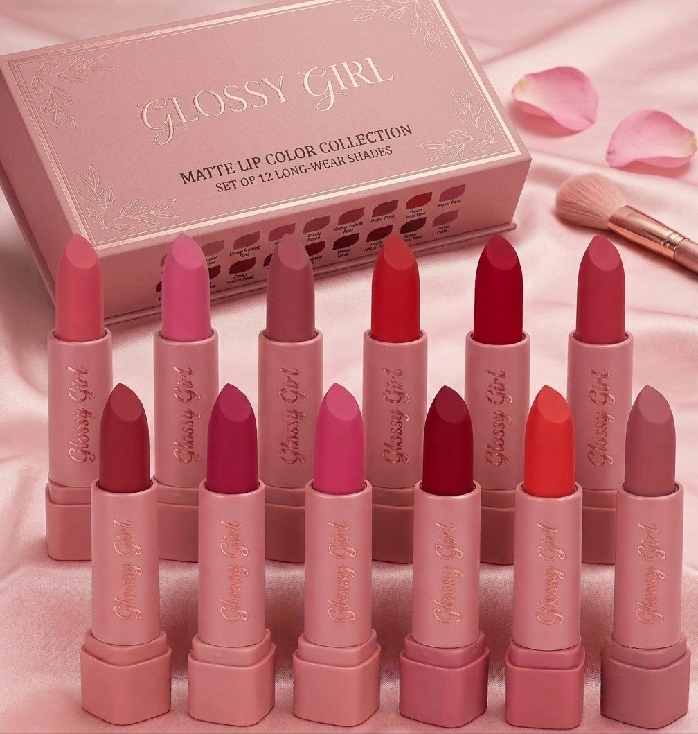 Glossy Girl Lipstick Set of 12 Matte Colors