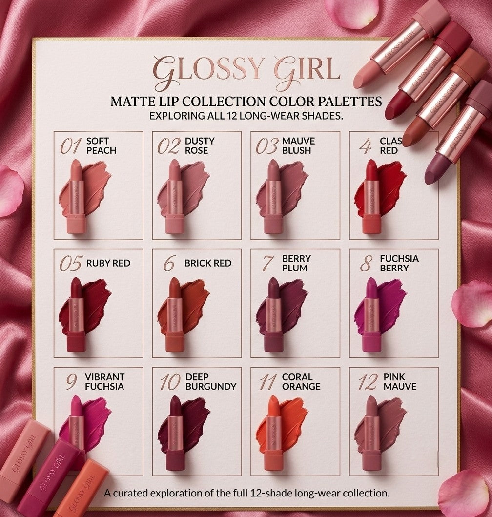 Glossy Girl Lipstick Set of 12 Matte Colors