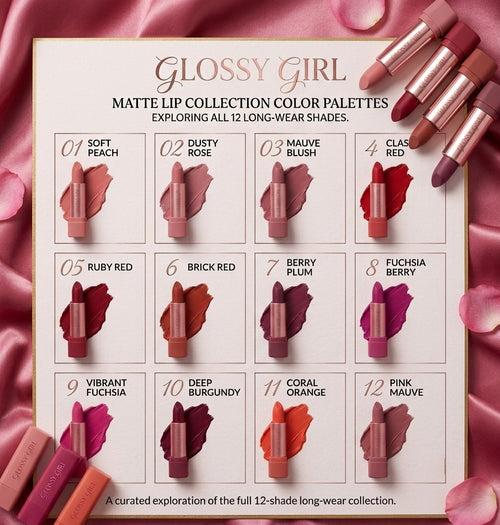 Glossy Girl Lipstick set of 12 Matte colors