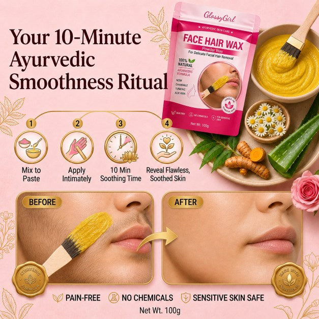 Facial Hair Wax Removal Powder PACK OF 2 (100gm Each) - Remove Facial Hair In 10 Minutes